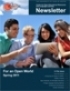 Spring 2011 Newsletter cover with a photo of two male and two female students gathering around a tablet and looking at something on the screen