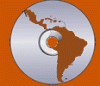 Archive of the Indigenous Languages of Latin America depicting a gray CD rom in front of an orange background and a burnt orange shape of central and south america on the CD