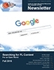 Fall 2013 Newsletter cover showing the Google homepage in the clouds with someone typing  typing Open Educational Resources in the search field