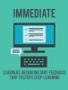 Cropped deatil from Digital Language Pedagogies infographic showing a computer screen with correct and wrong activities and keyboard that responds with a speech bubble. The title says IMMEDIATE and the caption reads "Learners obtain immediate feedback that forsters deeper learning"