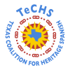 Round TeCHS logo the blue shape of texas in front of a sun on top of a red circle a ring of link symbols surround the image and the logo name is wrapped around an outer ring