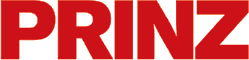 Prinz magazine logo: Prinz written in bold, blocky, red letters.