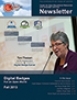 Fall 2013 Newsletter cover with a photo of ACTFL president with her digital badges superimposed on the photo