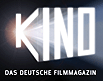 Das Deutsche Filmmagazin logo - KINO in white, bold letters on black background and underneath DAS DEUTSCHE FILMMAGAZIN. There are rays coming out of the K in KINO and the INO looks like it is getting projected by the rays.