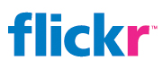flickr logo with blue and pink, bold letters